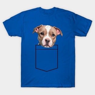 Breast Pocket Animal Dog Puppy American Stafford T-Shirt